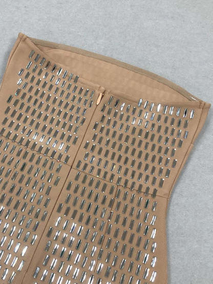 Strapless Luxurious Long Prom Dress with Rhinestone Sheath/Column Design