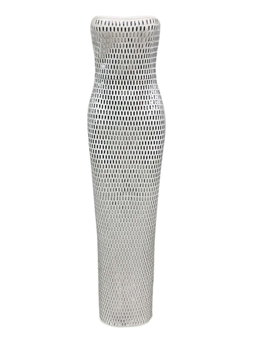 Strapless Luxurious Long Prom Dress with Rhinestone Sheath/Column Design