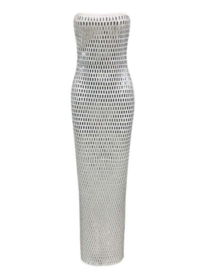 Strapless Luxurious Long Prom Dress with Rhinestone Sheath/Column Design