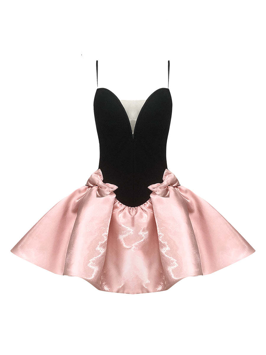 Sweet Mini Spaghetti Strap A-Line Cocktail Dress with Bow