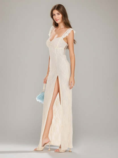 Sweetheart Lace Prom Dresses with Lace-up Back and High Side Slit