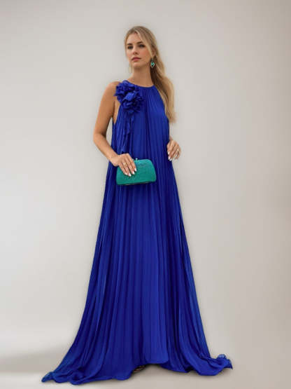 Princess A-line Spaghetti Strap Pleated Asymmetrical Prom Dress with Ruffles and 3D Flowers