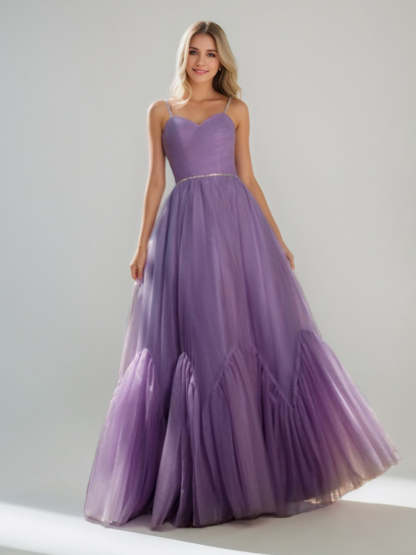 Sleeveless Spaghetti Strap Ball Gown with Pleats Sequins and Lace-up in Floor-Length Prom Dress