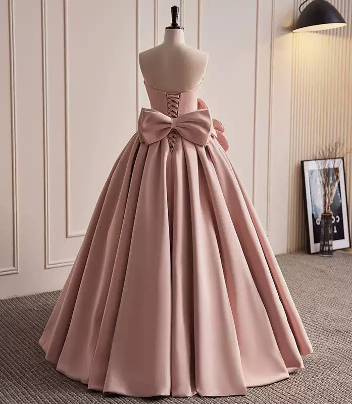 Off-the-shoulder Pleated Ball Gown Prom Dress with 3D Flowers Lace-up Bow and Pearls