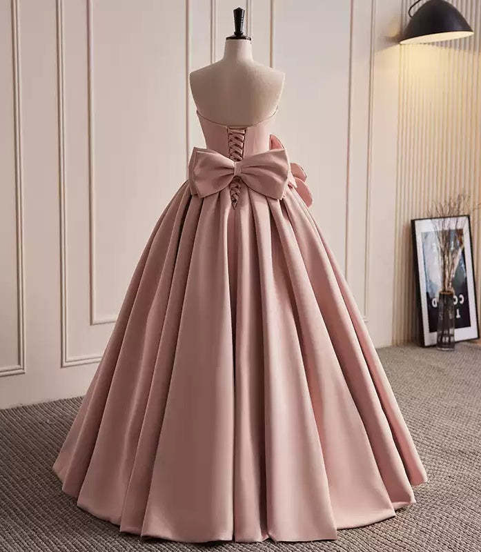 Off-the-shoulder Pleated Ball Gown Prom Dress with 3D Flowers Lace-up Bow and Pearls