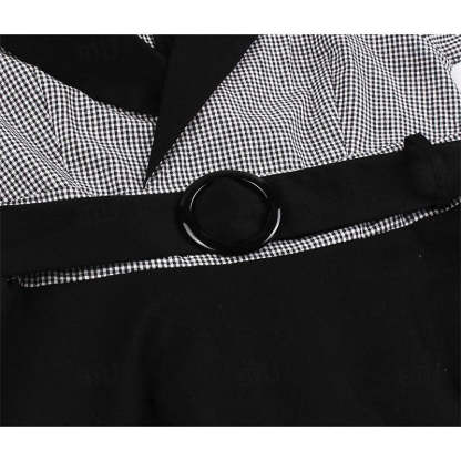 Vintage 1950s A-Line Princess Dress with V-Neck Long Sleeves and Belt