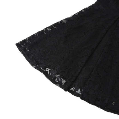 Vintage 1950s A-Line Princess Dress with V-Neck Short Sleeves and Lace Appliques