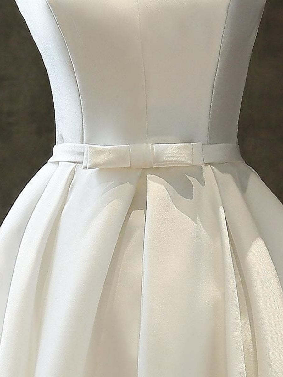 Vintage 1950s Pleated Sleeveless A-Line Dress with V-Neck and Bow Belt