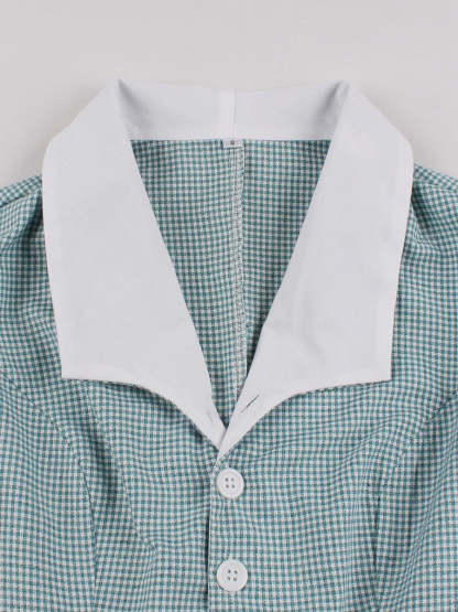 Vintage 1950s Pleated A-Line/Princess Sleeveless Dress with V-Neck Belt & Buttons