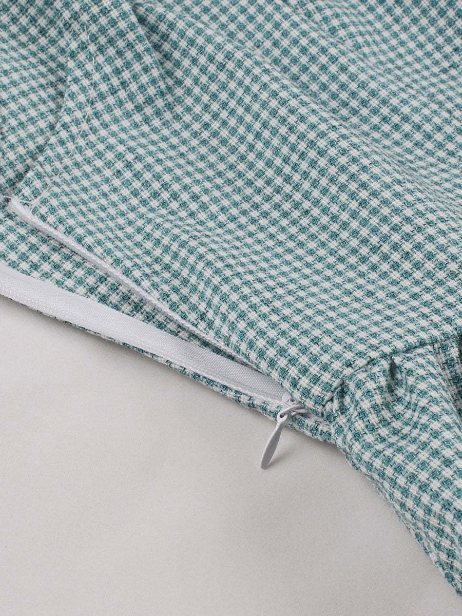 Vintage 1950s Pleated A-Line/Princess Sleeveless Dress with V-Neck Belt & Buttons