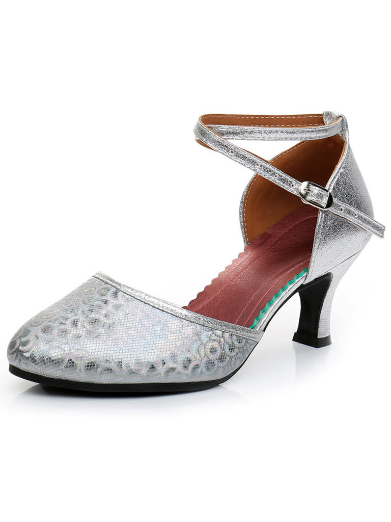 Low-Heel Buckle Dance Shoes for Women with Closed Toe