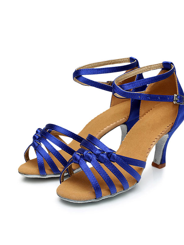 Latin Dance Shoes for Women with Peep Toe and Buckle Ankle Strap
