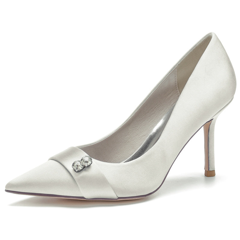 Bridal Stiletto Heels for Women with Silk Satin and Crystals