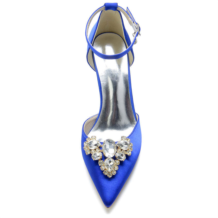Bridal Stiletto Heel Shoes for Women with Rhinestones and Pointed Toe