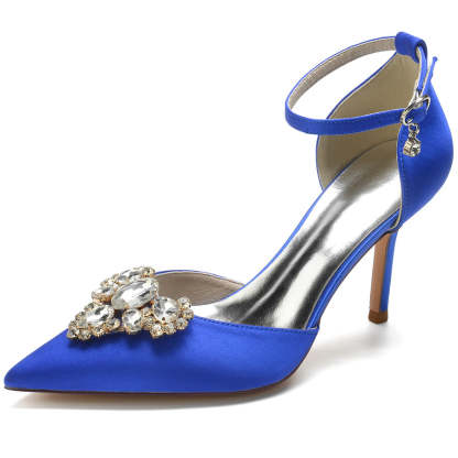 Bridal Stiletto Heel Shoes for Women with Rhinestones and Pointed Toe