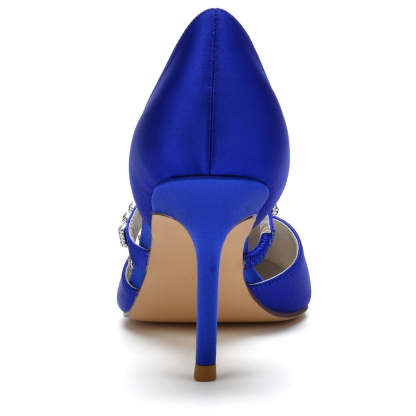 Bridal High Heel Shoes for Women in Silk Satin with Crystals and Tassel