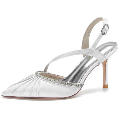Bridal Stiletto Heel Shoes with Rhinestones for Women Pointed Toe