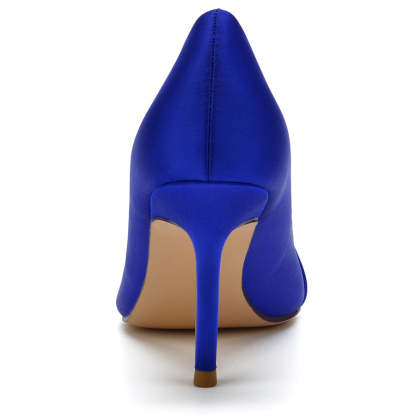 Bridal Stiletto Heels with Big Crystal for Women: Silk Satin Pointed Toe Wedding Shoes