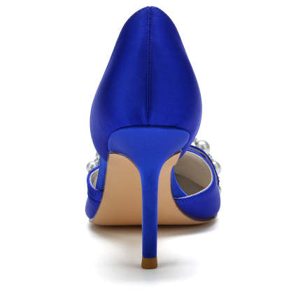 Elegant Stiletto Heel Bridal Shoes for Women with Pearls and Pointed Toe