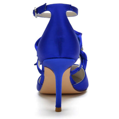 Elegant Pointed Toe High Heel Bridal Shoes for Women with Crystal Flower