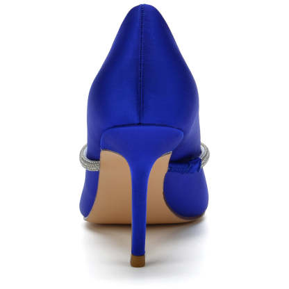 Bridal Stiletto Heel Shoes for Women with Crystal Strap and Pointed Toe