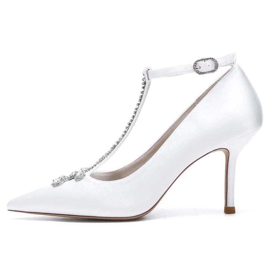 Classic Bridal Stiletto Heels with Rhinestones for Women