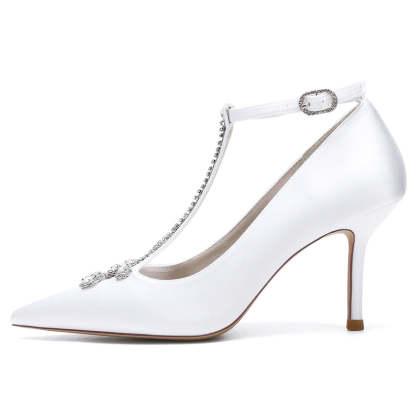 Classic Bridal Stiletto Heels with Rhinestones for Women