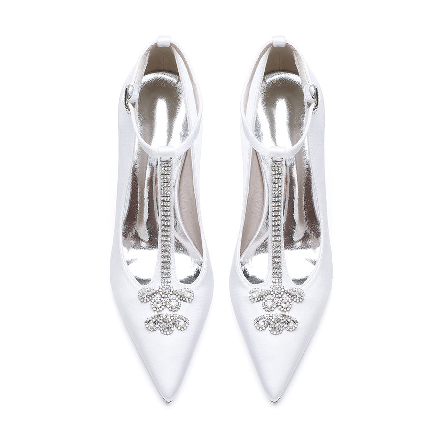 Classic Bridal Stiletto Heels with Rhinestones for Women