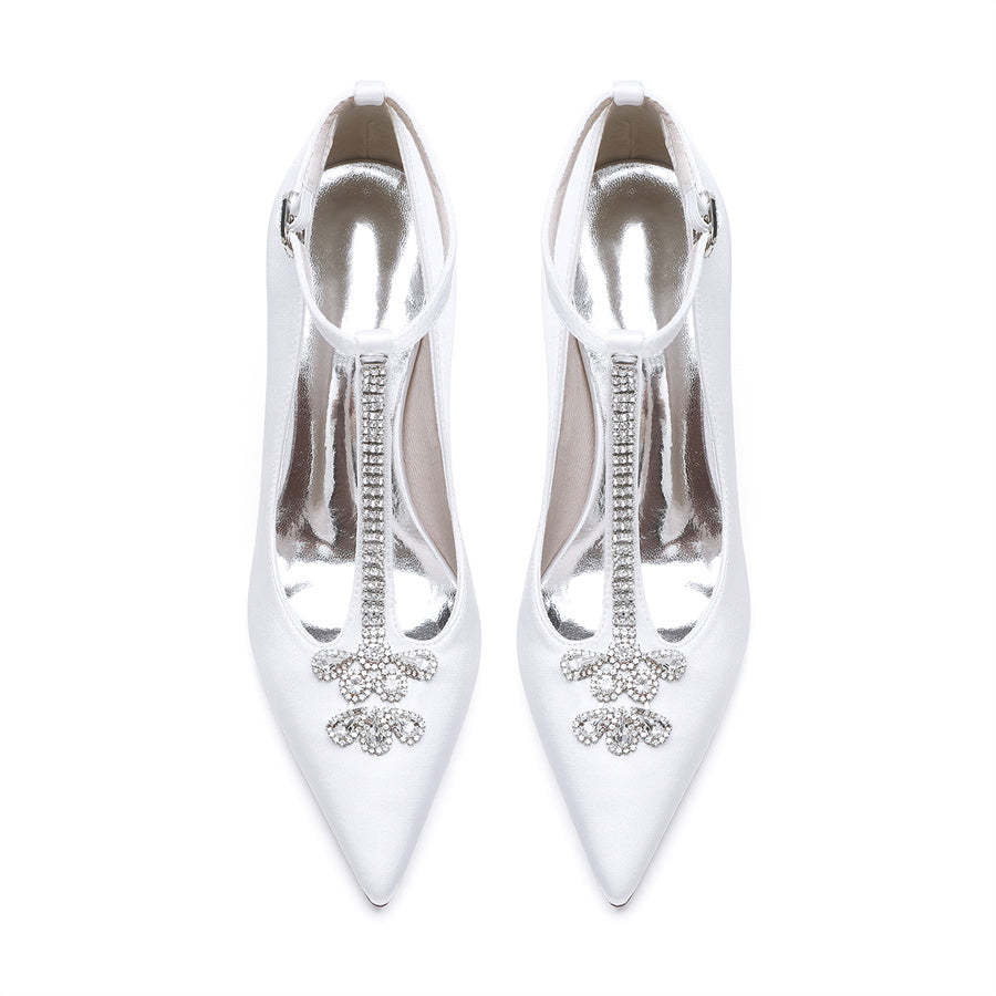 Classic Bridal Stiletto Heels with Rhinestones for Women