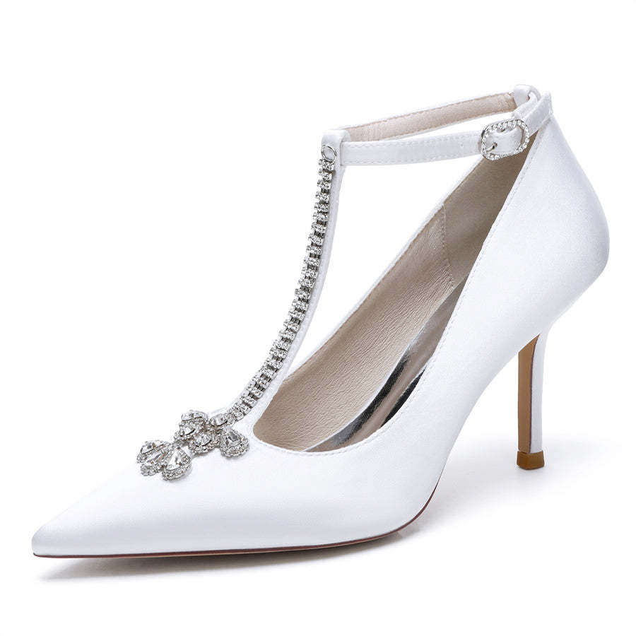 Classic Bridal Stiletto Heels with Rhinestones for Women