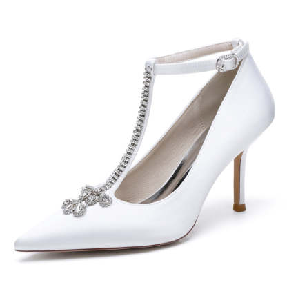 Classic Bridal Stiletto Heels with Rhinestones for Women
