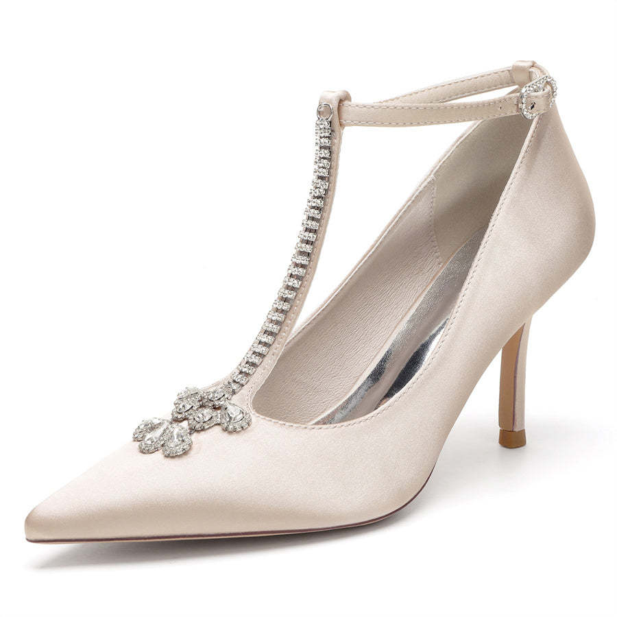 Classic Bridal Stiletto Heels with Rhinestones for Women