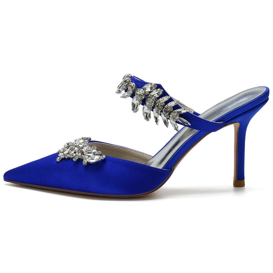 Elegant Rhinestone Bridal Shoes for Women: Pointed Toe High Heels