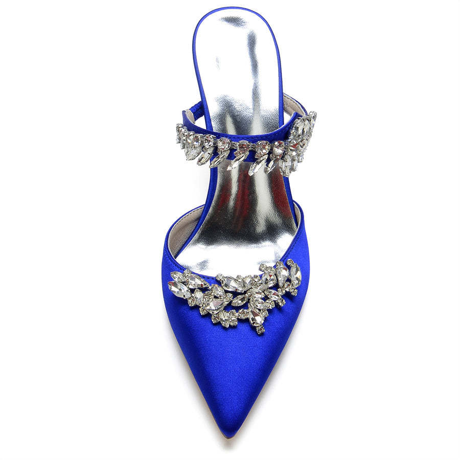 Elegant Rhinestone Bridal Shoes for Women: Pointed Toe High Heels