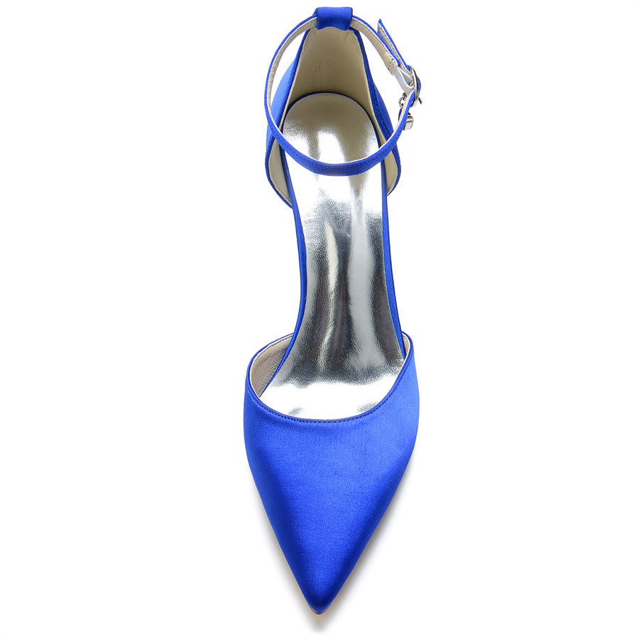 Bridal Silk Satin High Heel Shoes with Buckle for Women