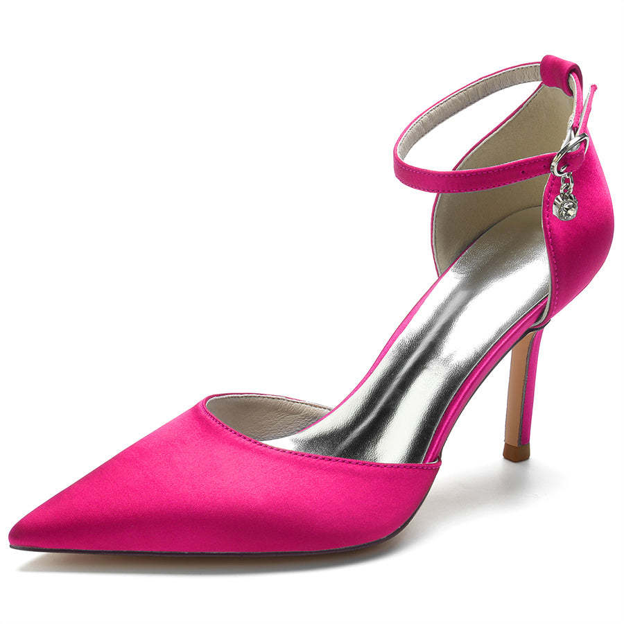 Bridal Silk Satin High Heel Shoes with Buckle for Women