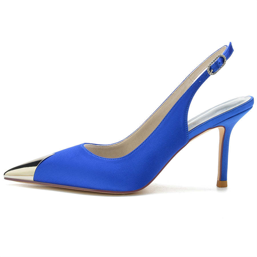 Bridal Silk Satin High Heel Wedding Shoes with Pointed Toe for Women