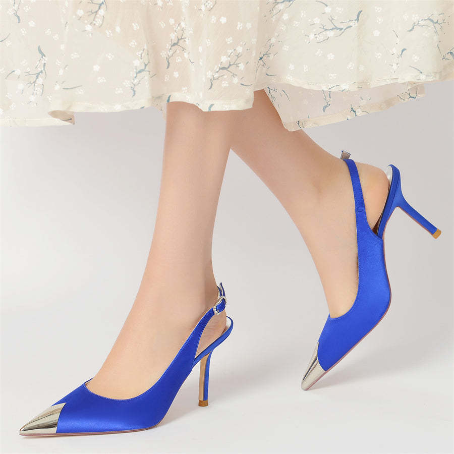 Bridal Silk Satin High Heel Wedding Shoes with Pointed Toe for Women