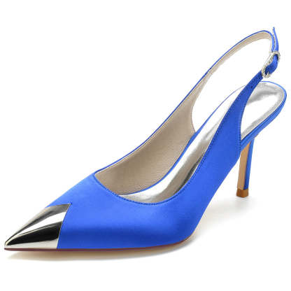 Bridal Silk Satin High Heel Wedding Shoes with Pointed Toe for Women