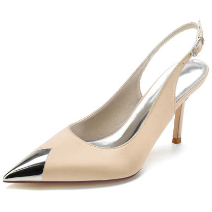 Bridal Silk Satin High Heel Wedding Shoes with Pointed Toe for Women