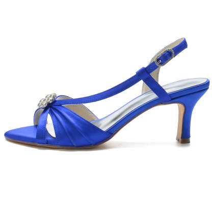 Bridal Shoes for Women with Crystals Flower Mid Heel and Opened Toe