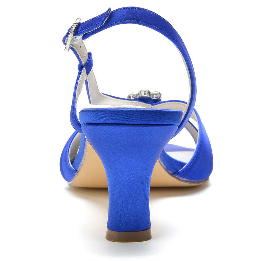 Bridal Shoes for Women with Crystals Flower Mid Heel and Opened Toe