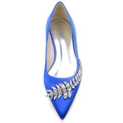 Bridal Shoes for Women with Rhinestones Pointed Toe and Low Heel