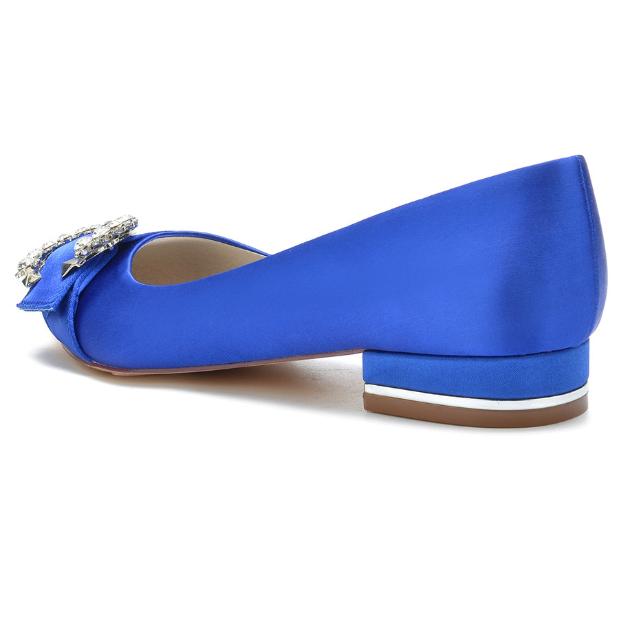 Bridal Shoes for Women with Circle Crystals Pointed Toe and Low Heel