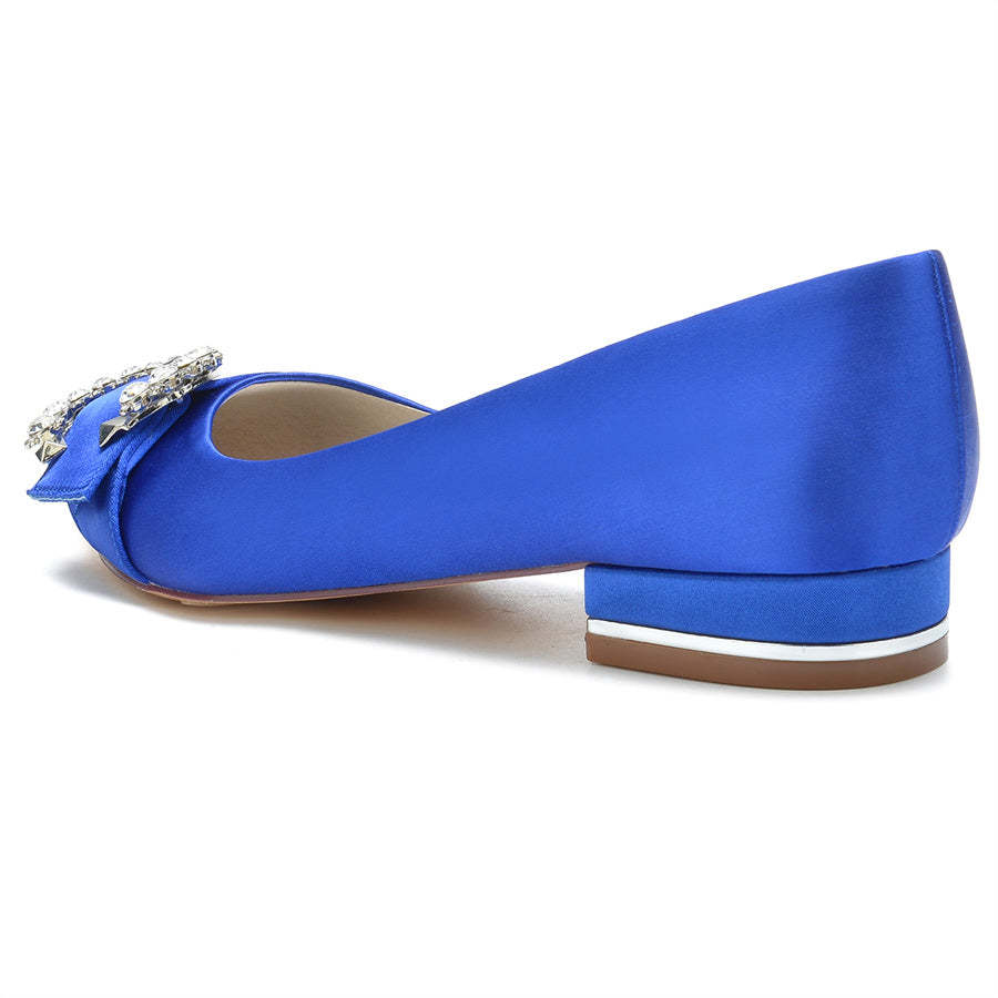 Bridal Shoes for Women with Circle Crystals Pointed Toe and Low Heel