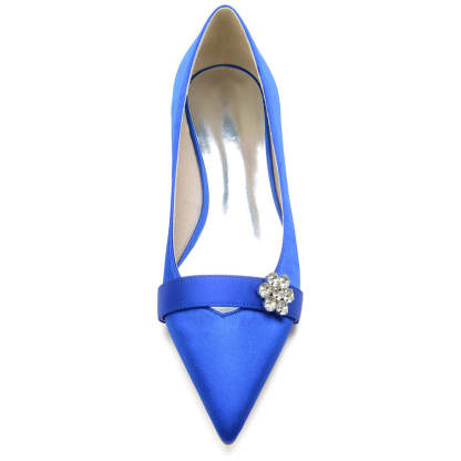 Bridal Shoes for Women with Crystals Flower Pointed Toe and Low Heel