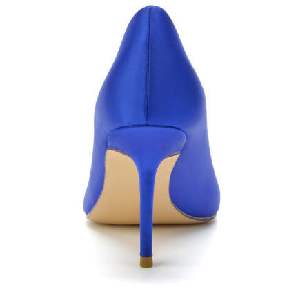 Bridal High Heel Shoes for Women with Pointed Toe and Square Rhinestones