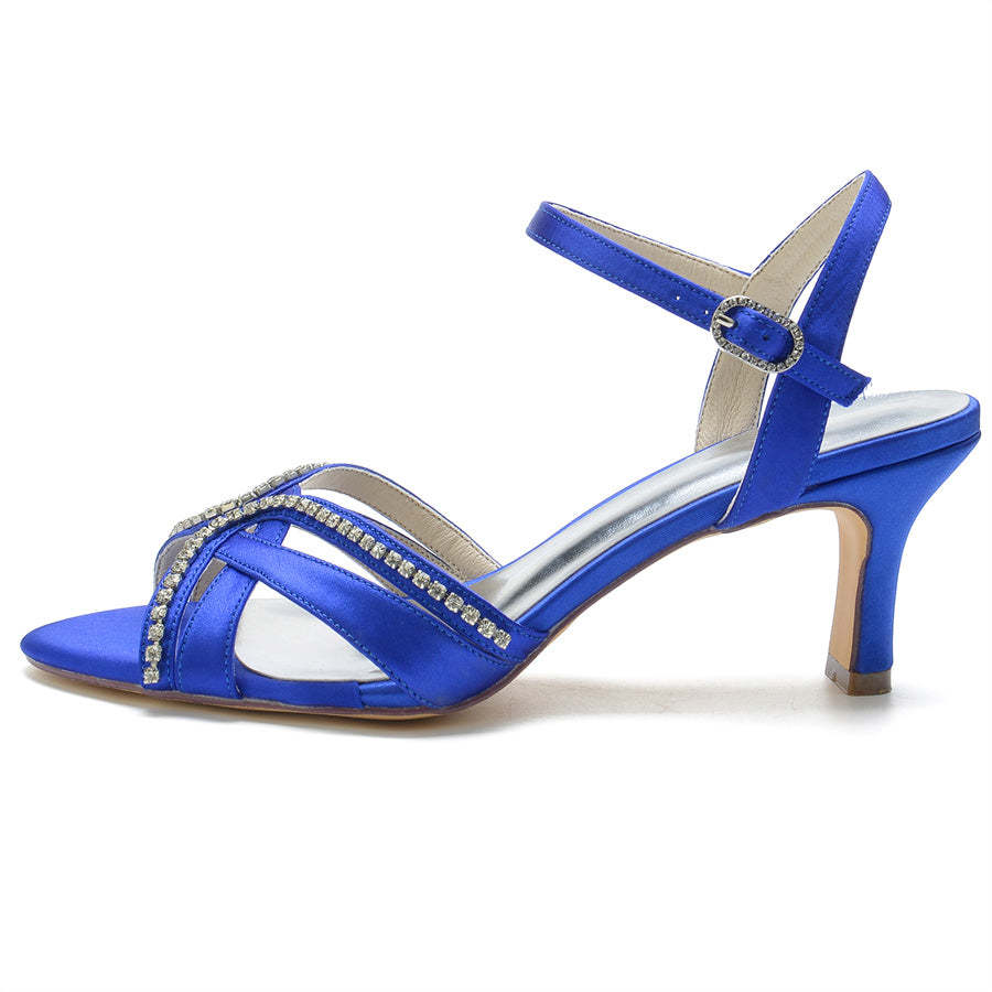 Bridal Shoes for Women with Crystals Mid Heel and Opened Toe