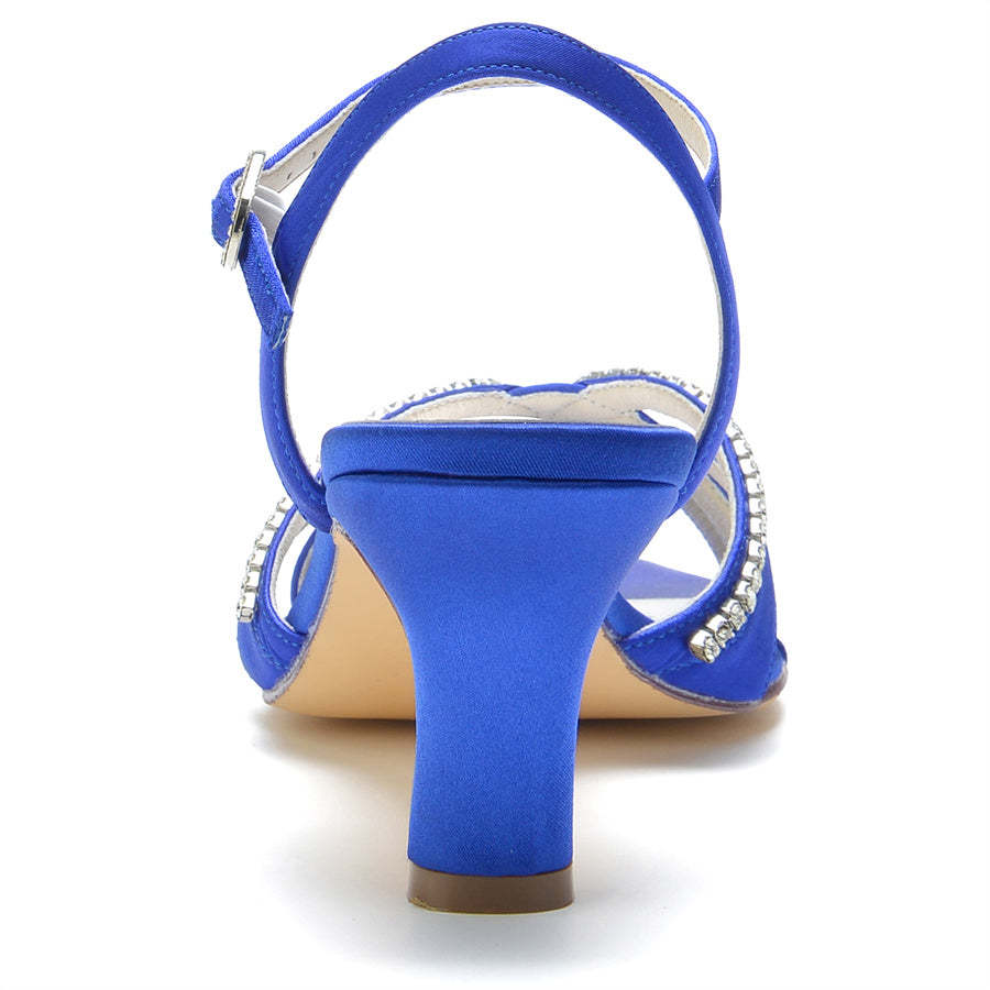 Bridal Shoes for Women with Crystals Mid Heel and Opened Toe