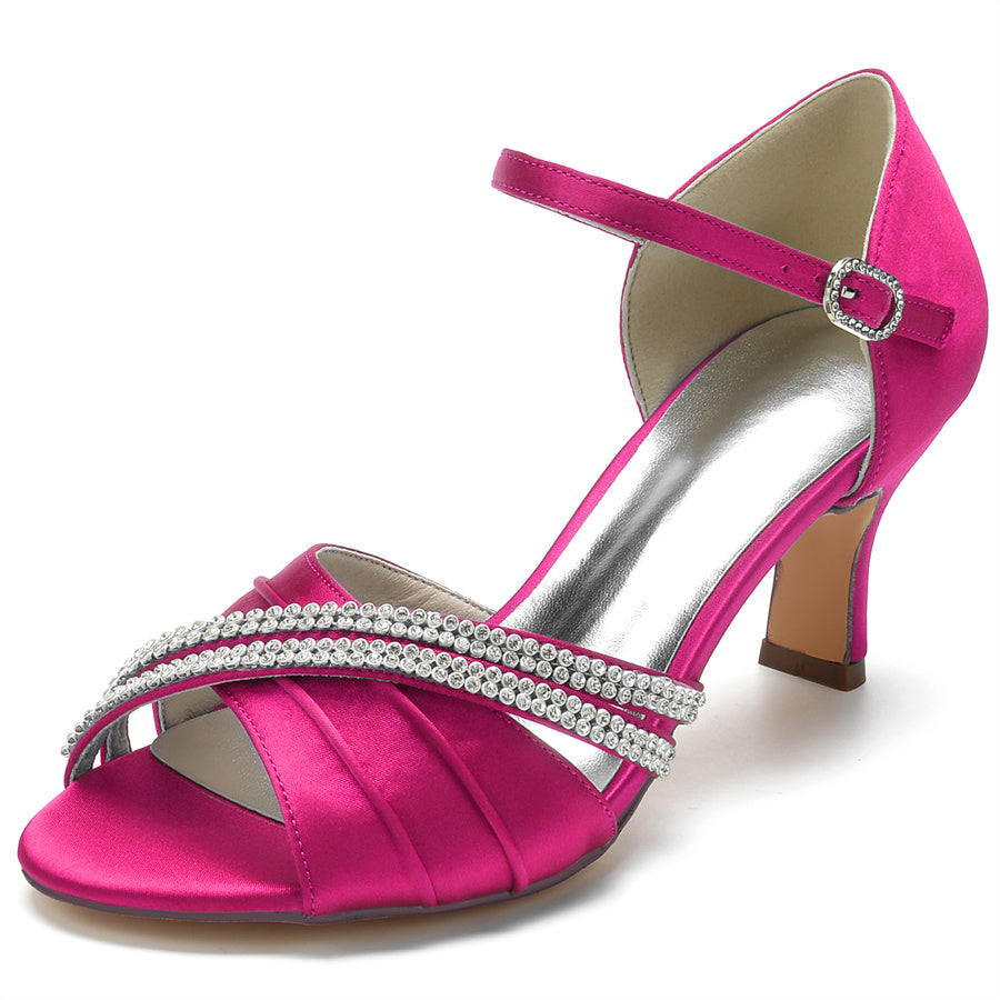 Elegant Open-Toe Bridal Shoes with Rhinestones for Women